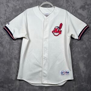 Vintage 90s Majestic Cleveland Indians Chief Wahoo Jersey USA L